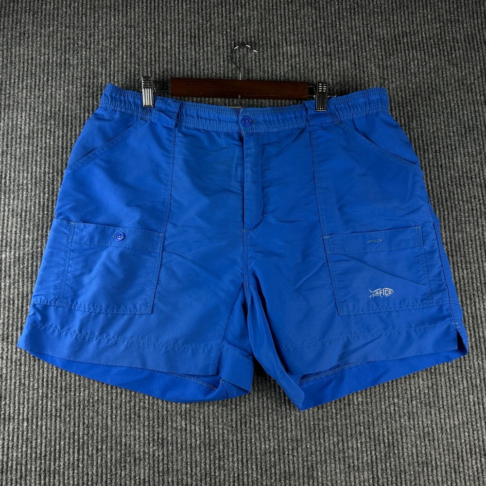 AFTCO Bluewater M01 Mens Blue Fishing Shorts Size 38 Nylon Cargo Performance